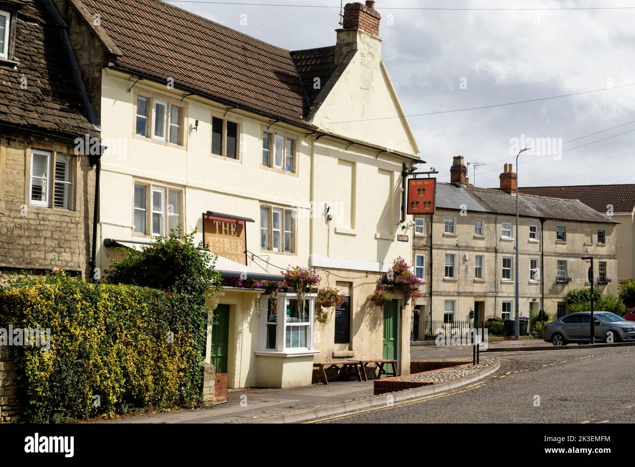 Around Chippenham, a popular town in wiltshire UK. the Three Crowns pub Stock Photo
