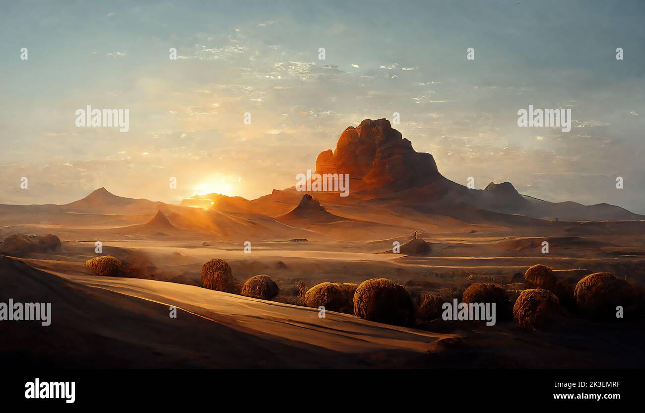 Beautiful desert sunrise view near Tabuk,Saudi Arabia Stock Photo
