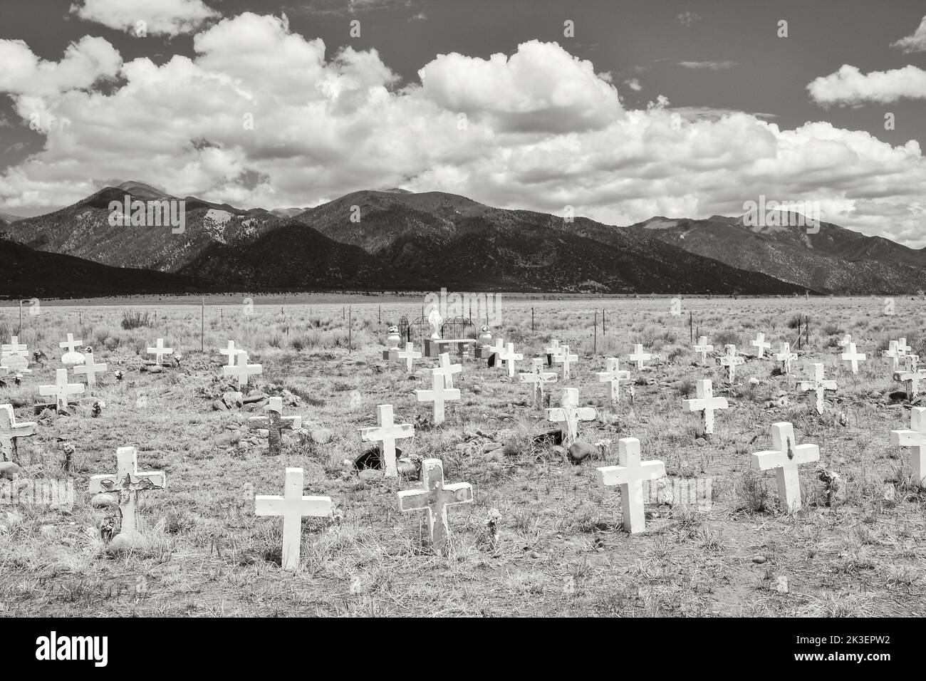 The crosses of very old graves at Cotton Creek cemetery near Moffatt in Colorado USA Stock Photo