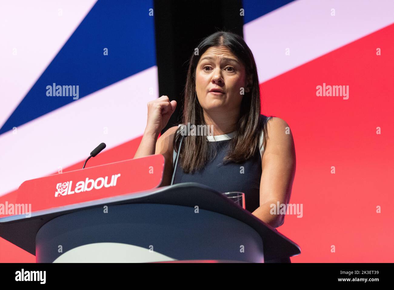Liverpool, UK, 26.September 2022  Lisa Nandy , Shadow Secretary of State for Levelling Up, Housing, Communities & Local Government at Labour conference in Liverpool. Liverpool Kings Dock. Liverpool UK. Picture: gary Roberts/worldwidefeatures.com Stock Photo