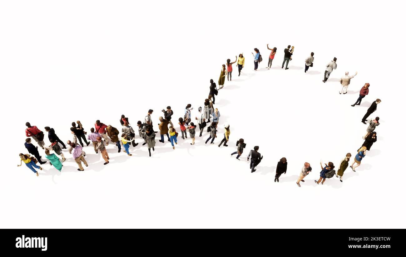 Concept or conceptual gathering of people forming an image of a