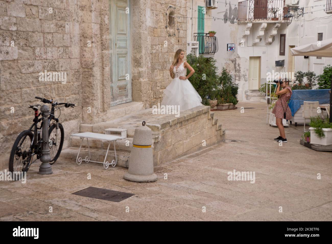 Views of harbour and old town of Monopoli, Puglia,Italy Stock Photo