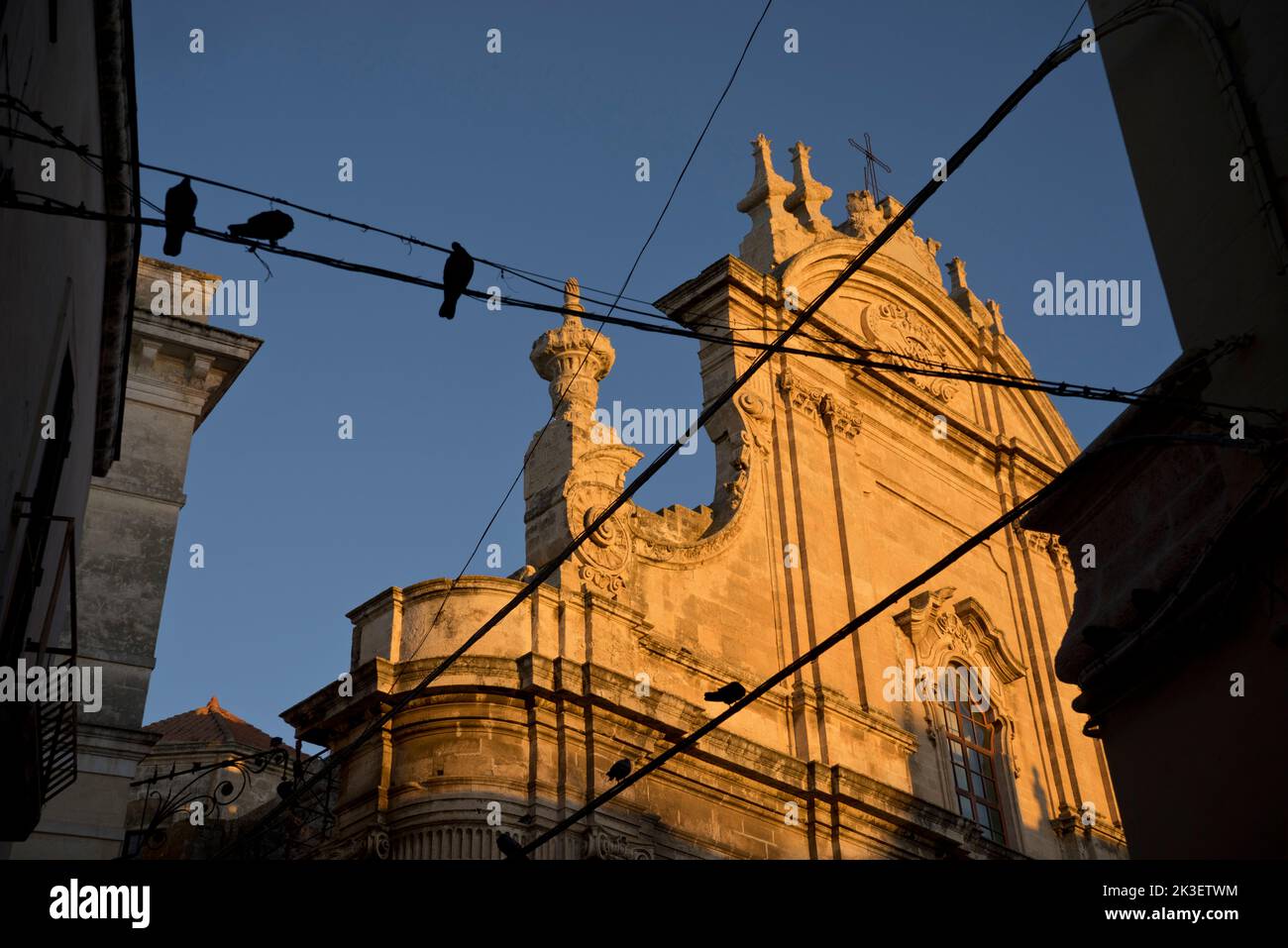 Church at sunset in the old town of Monopoli, Puglia,Italy Stock Photo