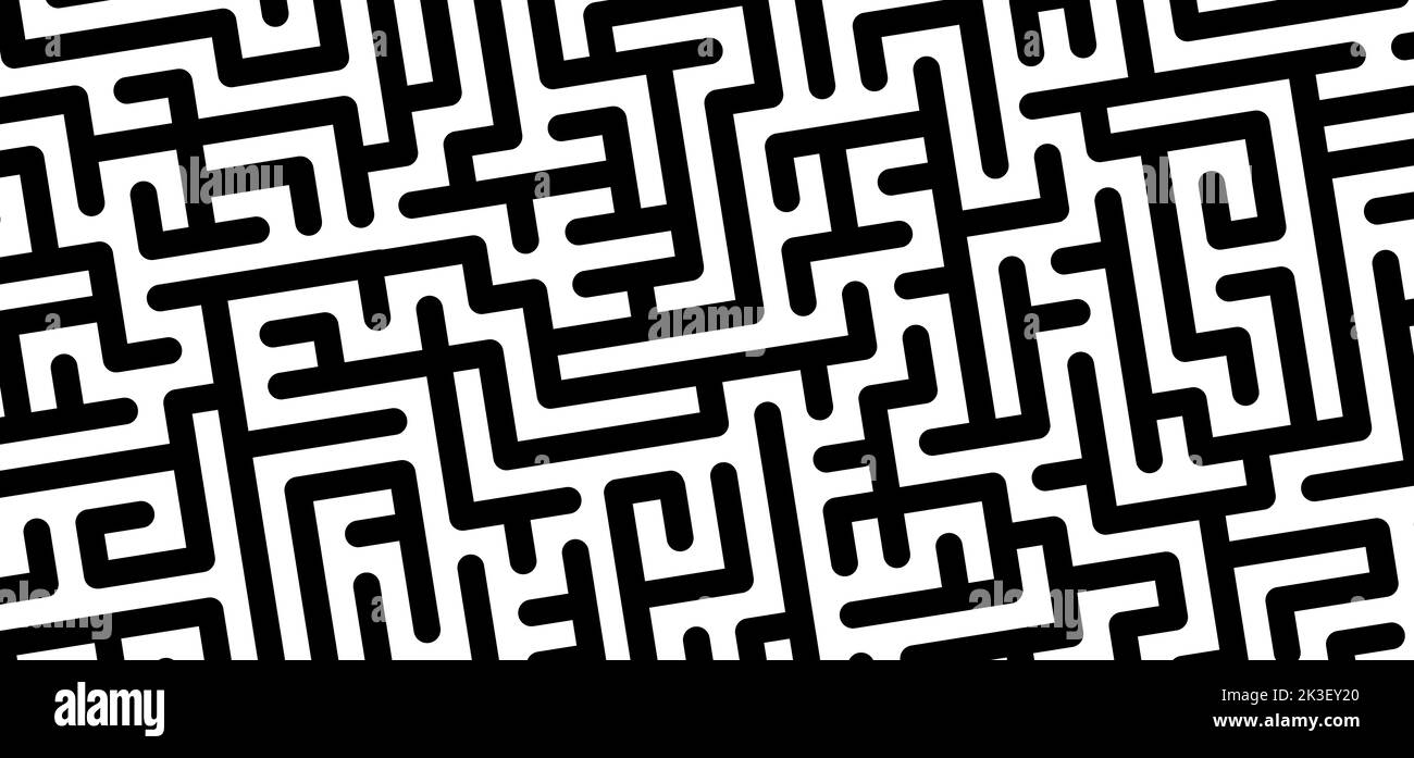 Education logic, labyrinth line. Blue, gray square maze. Vector. Find