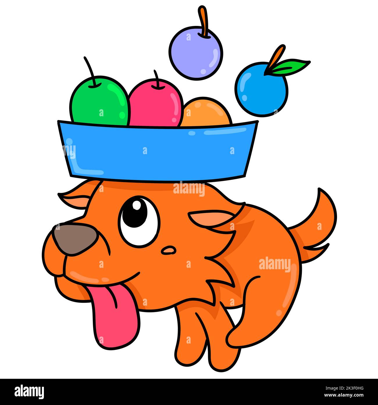 A vector of orange puppy running with fruits Stock Vector Image & Art