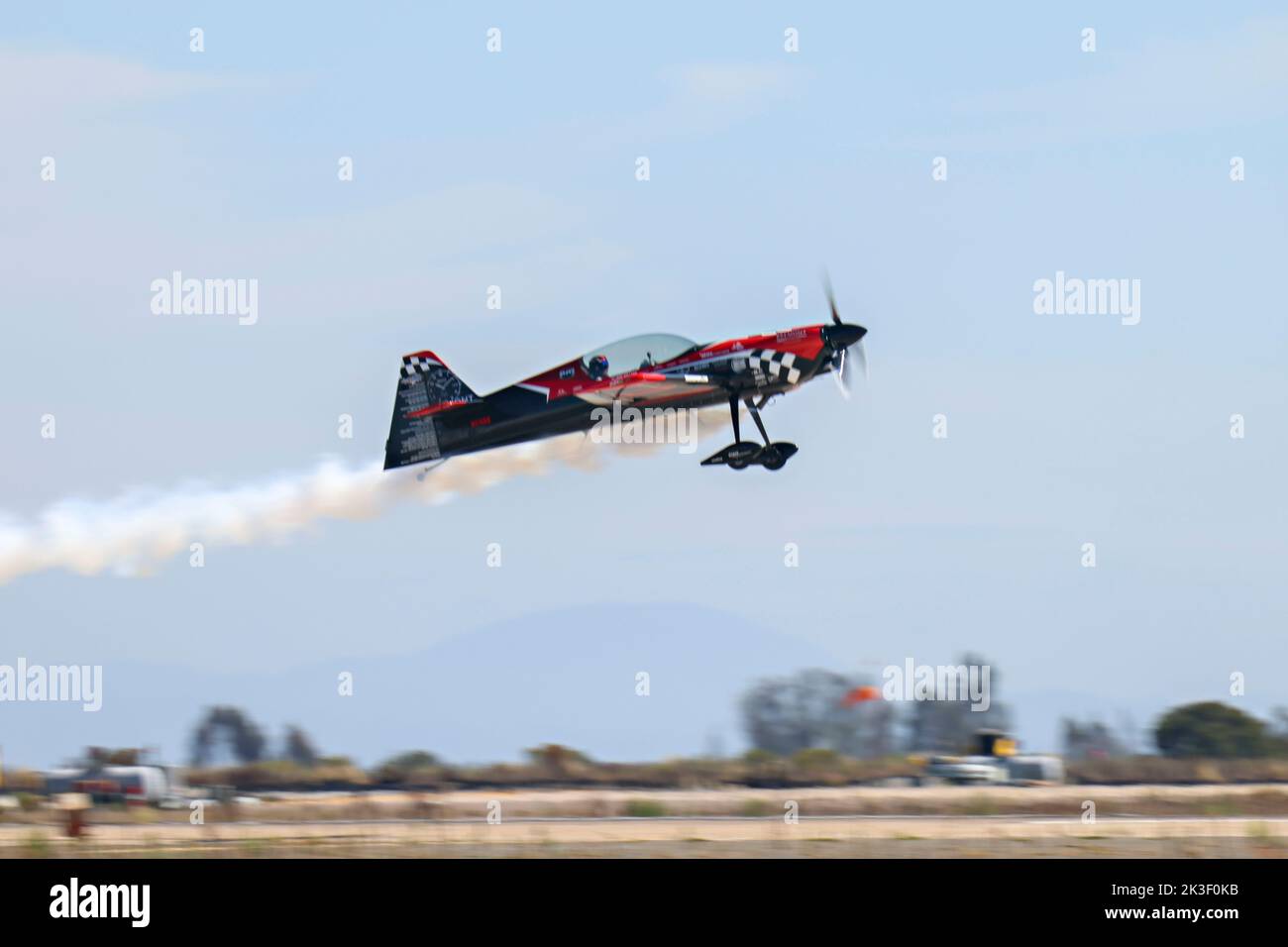 Rob Holland, piloting his MXS-RH, performs aerobatics during the 2022 Miramar Air Show at MCAS Miramar, September 24, 2022 in San Diego, California. Stock Photo