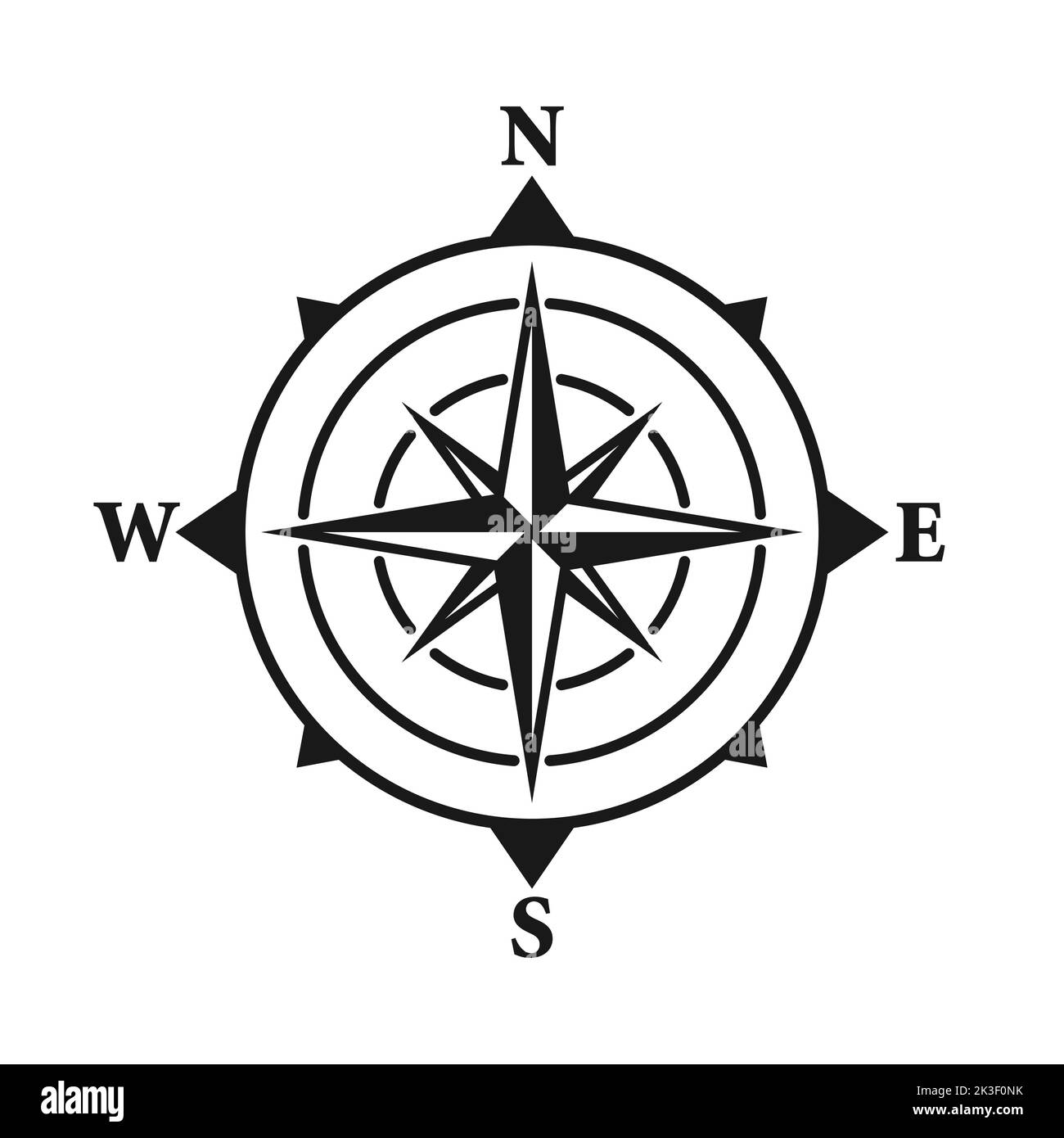 Vintage marine wind rose, nautical chart. Monochrome navigational