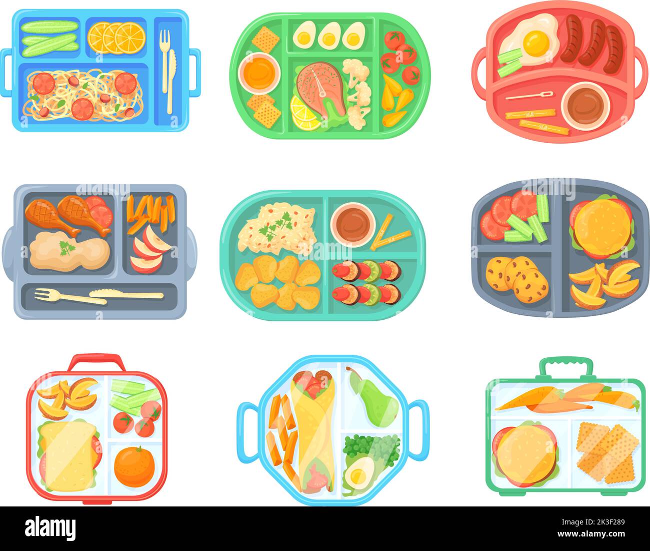 Kids eating lunch at the canteen illustration Stock Vector Image & Art -  Alamy