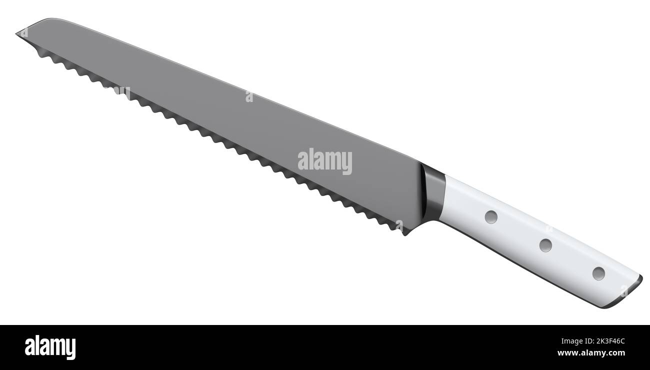 Chef's kitchen knife with a wooden handle isolated on white background ...