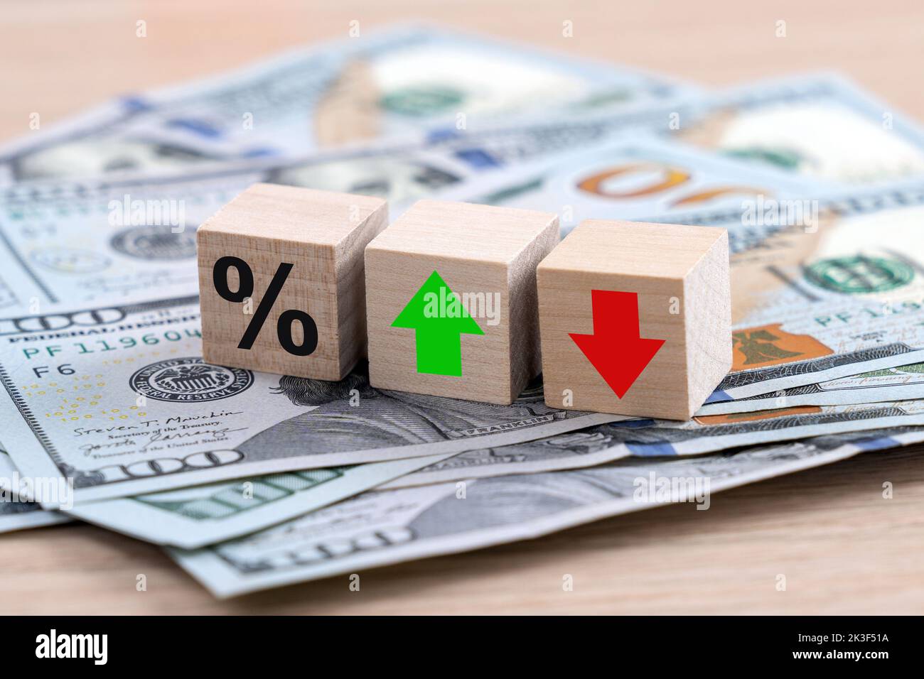 US interest rates are going up and down for business concept Stock Photo