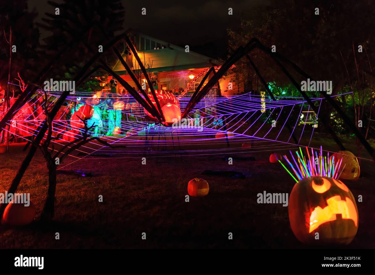 Night view of the Halloween decoration in Alegria Avenue at Sierra