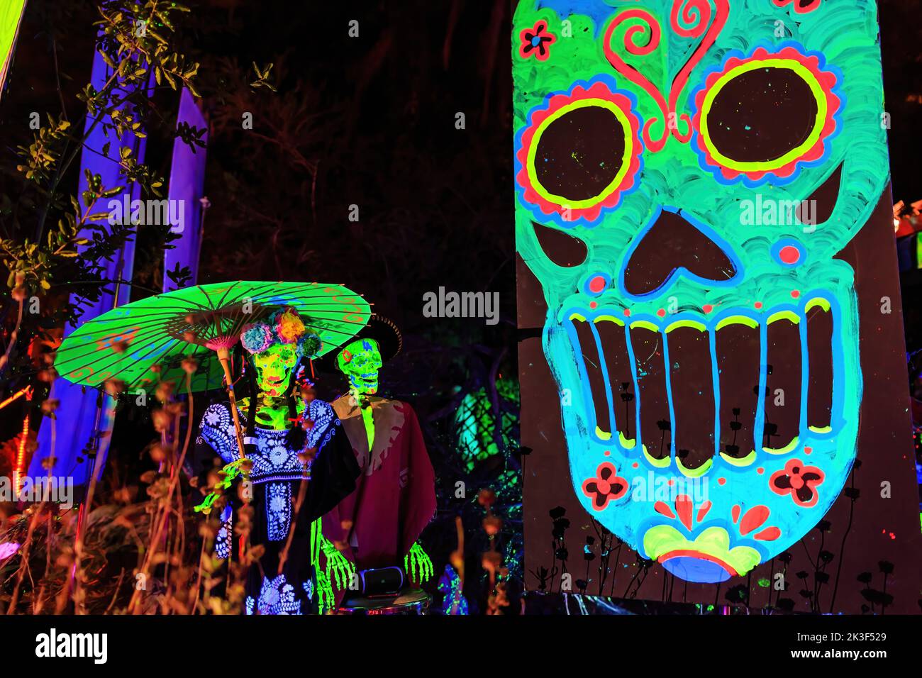 Night view of the Halloween decoration in Alegria Avenue at Sierra