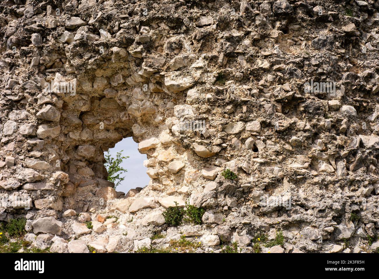 Remains of a hole blasted with a cannon, located in Paklenica, Croatia. Stock Photo