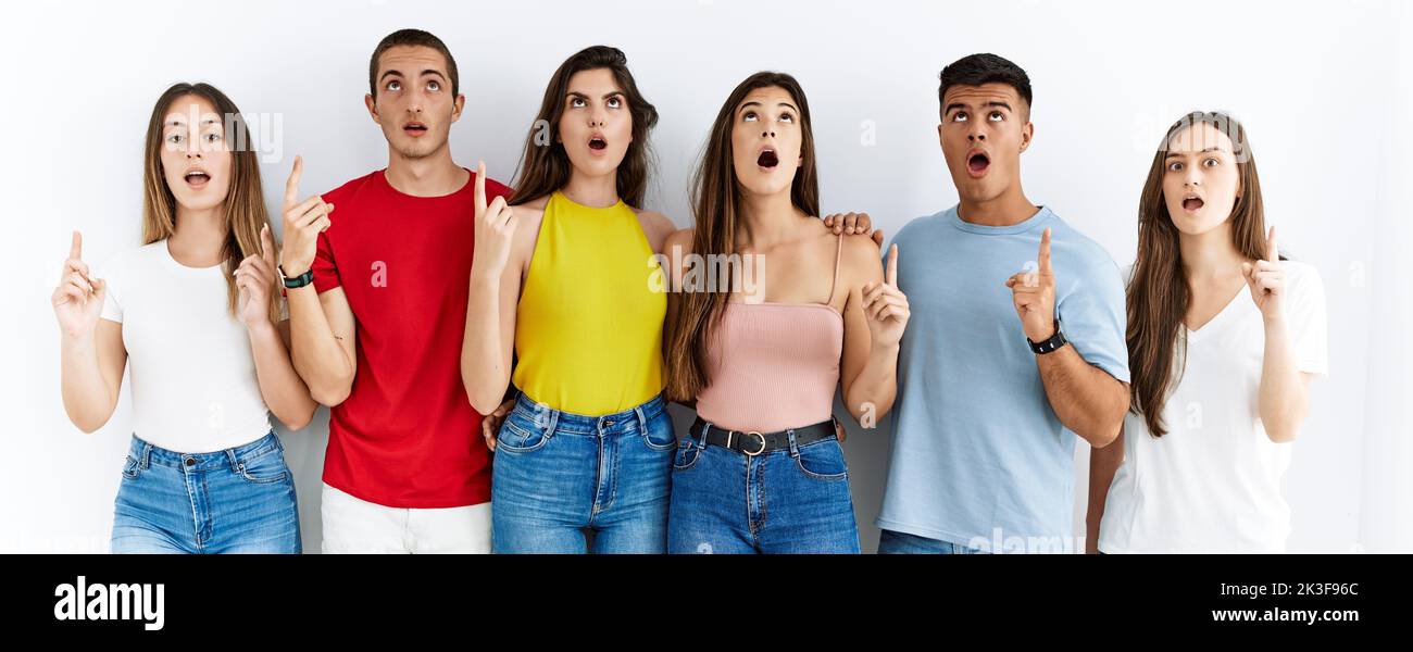 Group of people wearing casual clothes standing over isolated ...