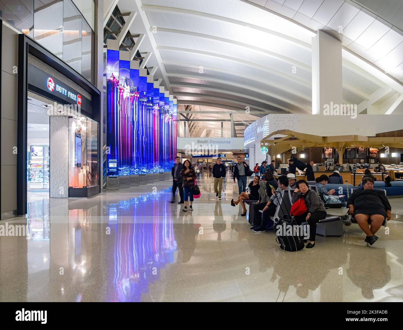 Los Angeles, MAR 23 2014 - Night interior view of the Los Angeles  International Airport Stock Photo - Alamy