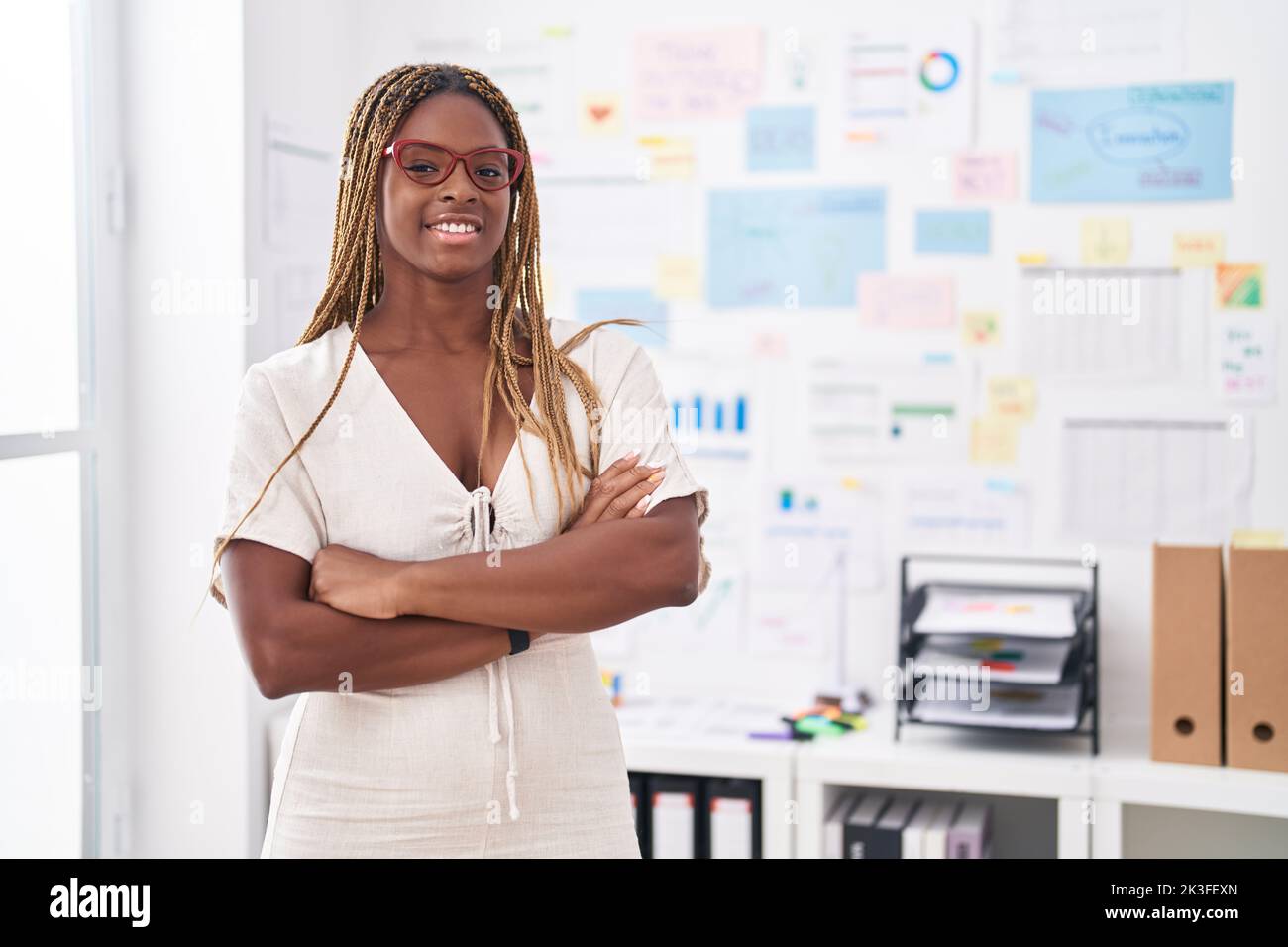 African american woman business worker smiling confident standing with ...