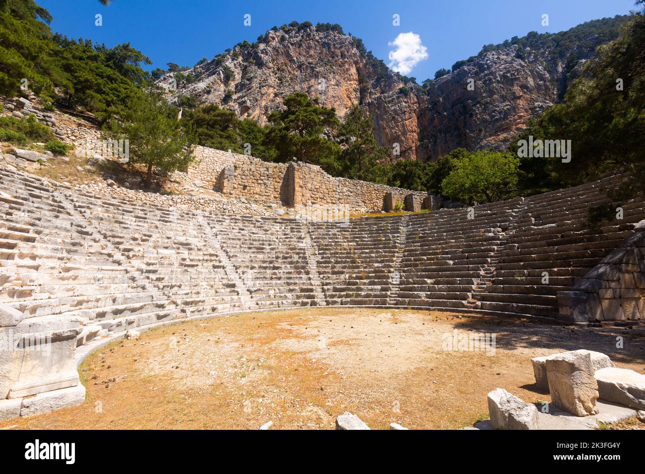 Partially preserved Roman theatre in ancient Lycian city of Arycanda, Turkey Stock Photo