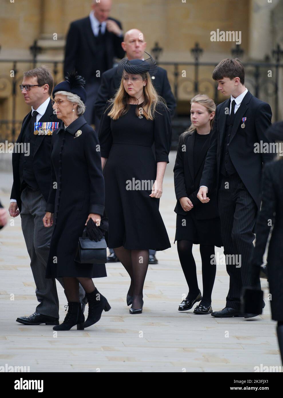 (left to right) The Earl of Ulster, the Duchess of Gloucester, the Countess of Ulster, Lord Culloden and Lady Cosima Windsor arrive at the State Funeral of Queen Elizabeth II, held at Westminster Abbey, London. Picture date: Monday September 19, 2022. Stock Photo
