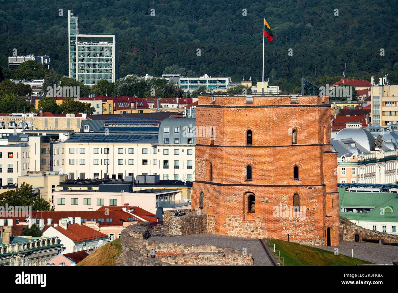 Gediminas' Tower -  Upper Castle on top of the Gediminas Hill in Vilnius, Lithuania Stock Photo