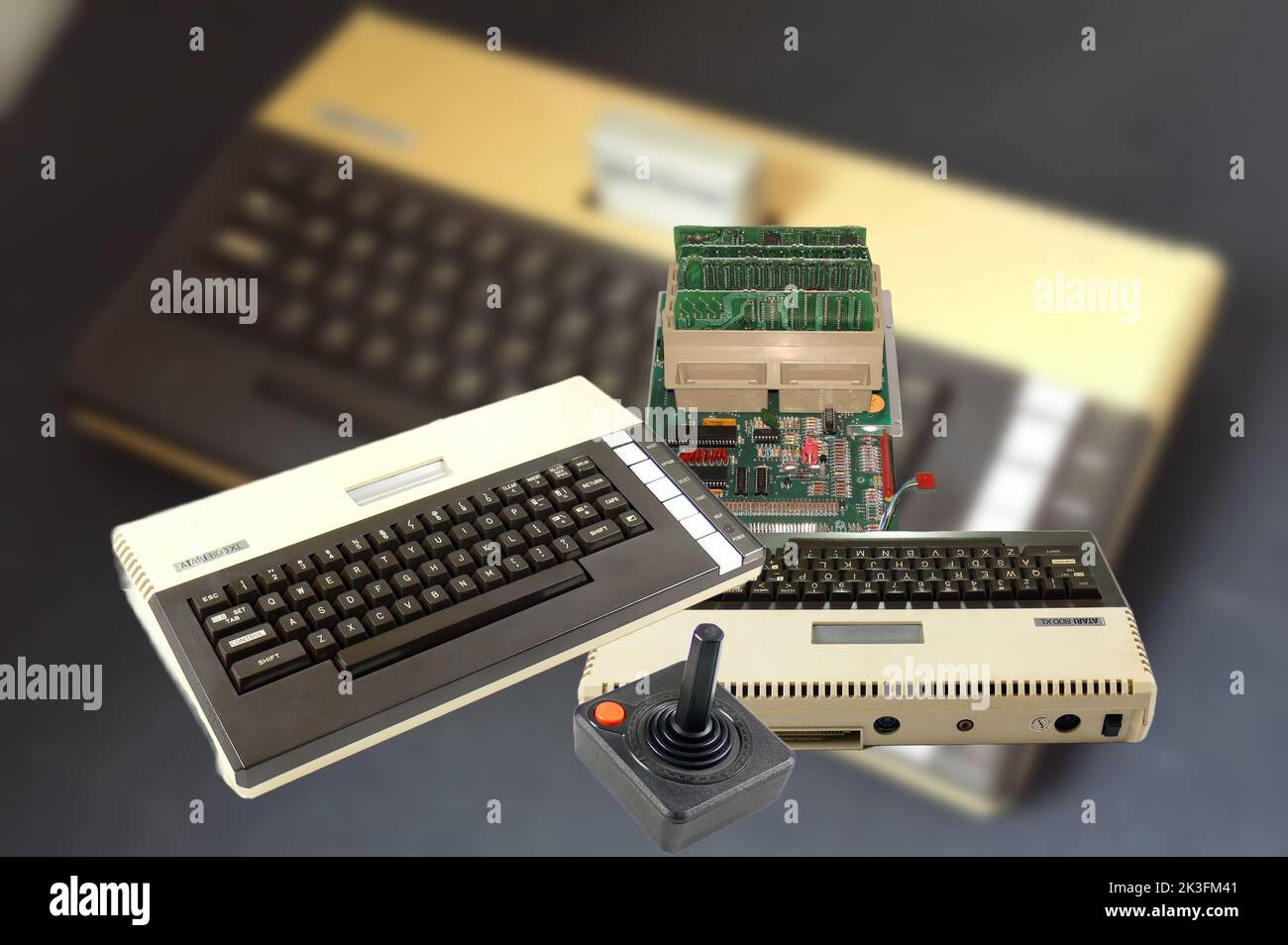 The Atari 800 XL is the third model in the line of 8-bit computers marketed by Atari in the first half of the 80s. Stock Photo