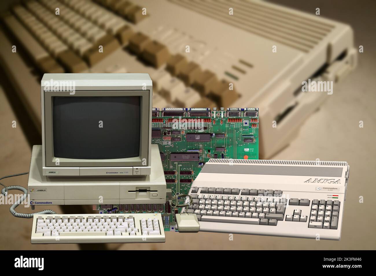 The Commodore Amiga is a Home Computer that was hugely commercially successful in the late 1980s. Stock Photo