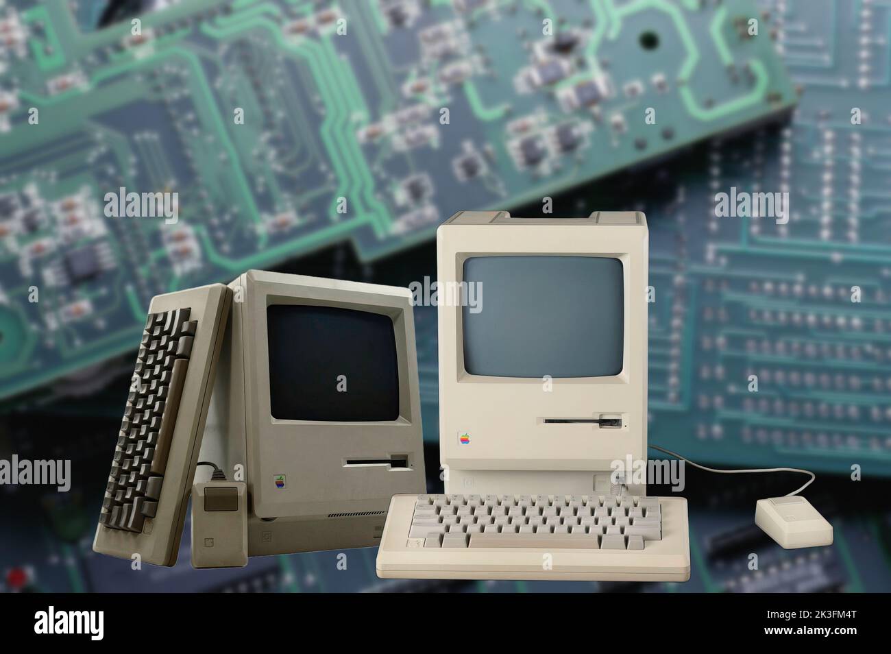 The Macintosh 128K (the first Mac), is a personal computer marketed by Apple Computer from January 1984 to October 1985. Stock Photo