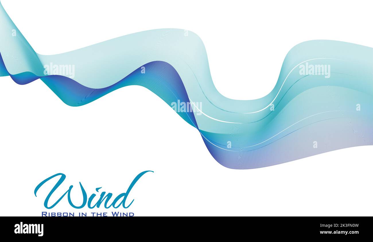 Ribbon in the wind. Abstract blue and green wavy tape on white background. Vector pattern Stock Vector