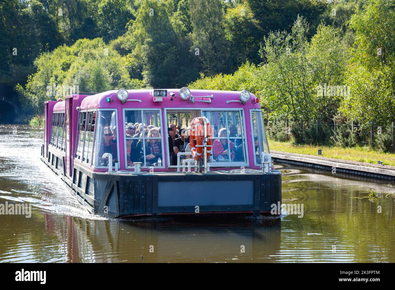 Tourist canal boat at the Falkirk Wheel, Falkirk, Scotland, UK 2022 Stock Photo