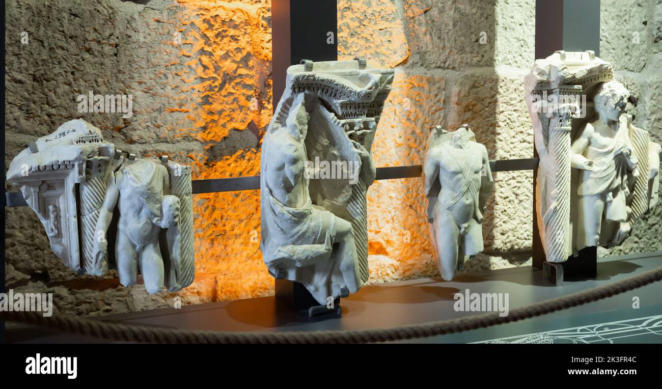 Ancient sculptures and statues in Museum of Lycian Civilizations in