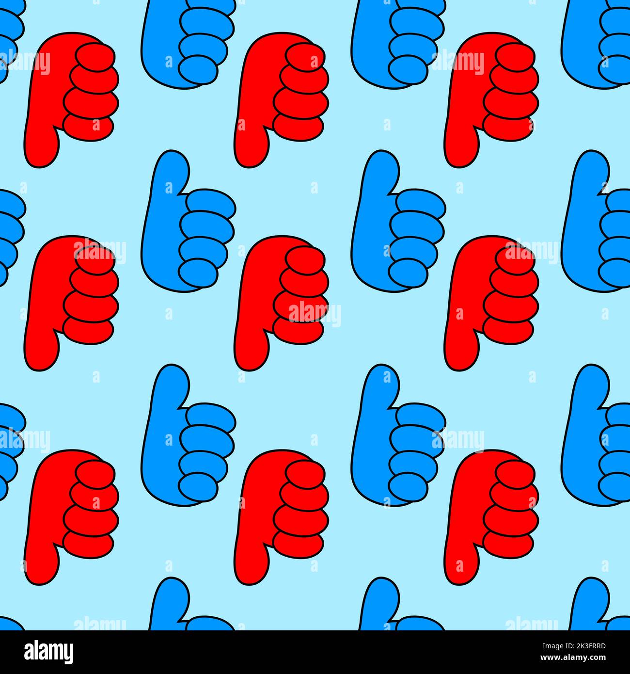 Like and dislike Seamless pattern. Thumbs up and down seamless pattern background vector. Stock Vector