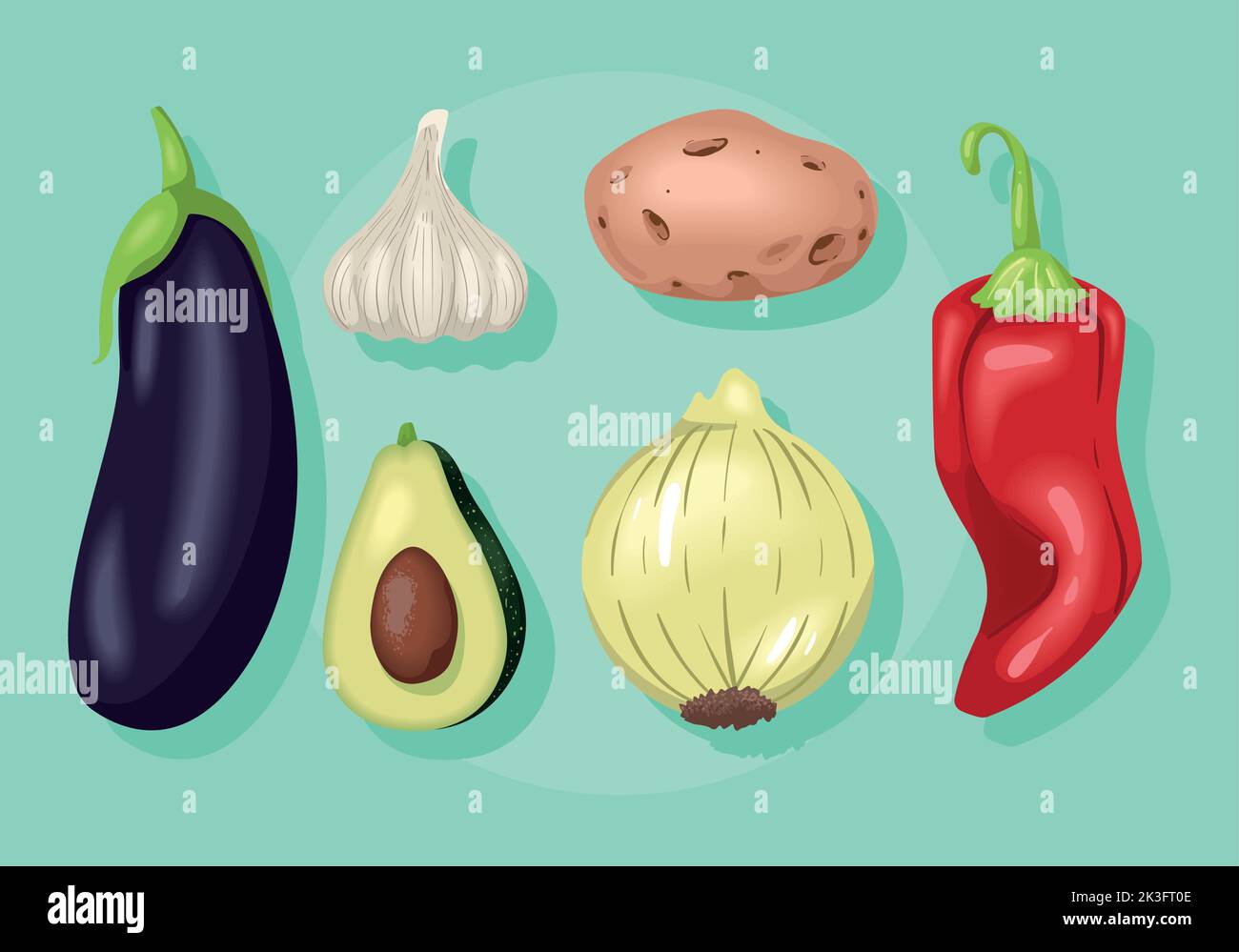 six fresh vegetables icons Stock Vector Image & Art - Alamy