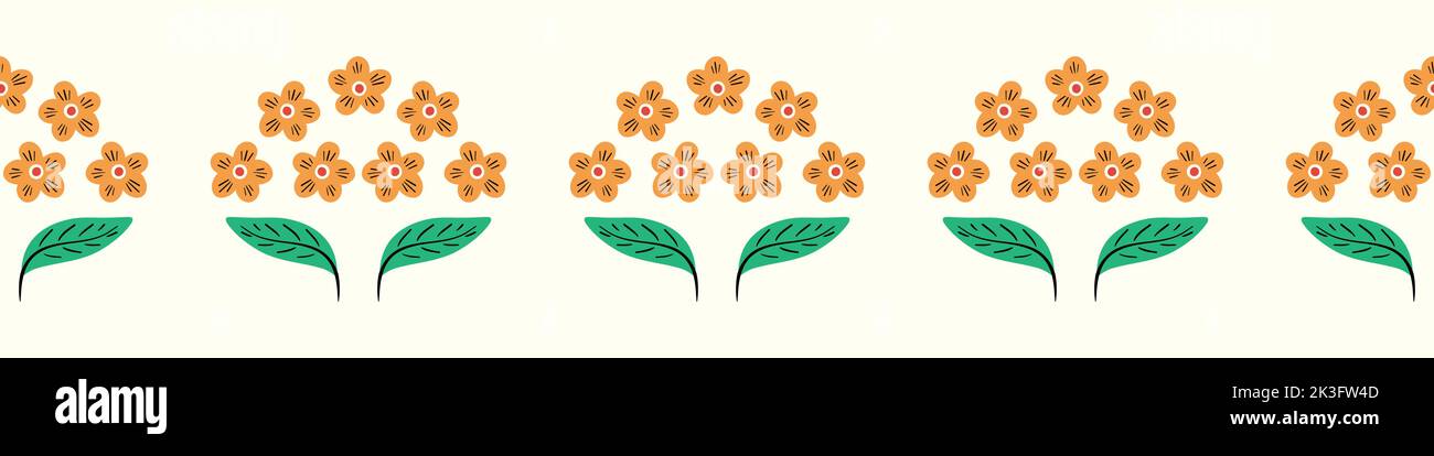 Flower pattern background vector border, seamless repeat design banner ...
