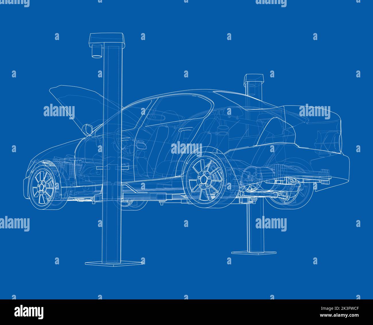 Car lift stand tower with car. Vector Stock Vector Image & Art Alamy