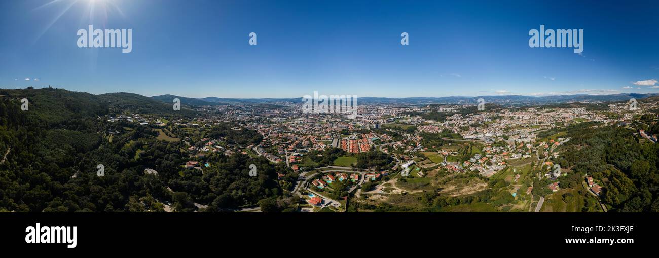 Aerial panoramic view of northern Portuguese city of Braga Stock Photo