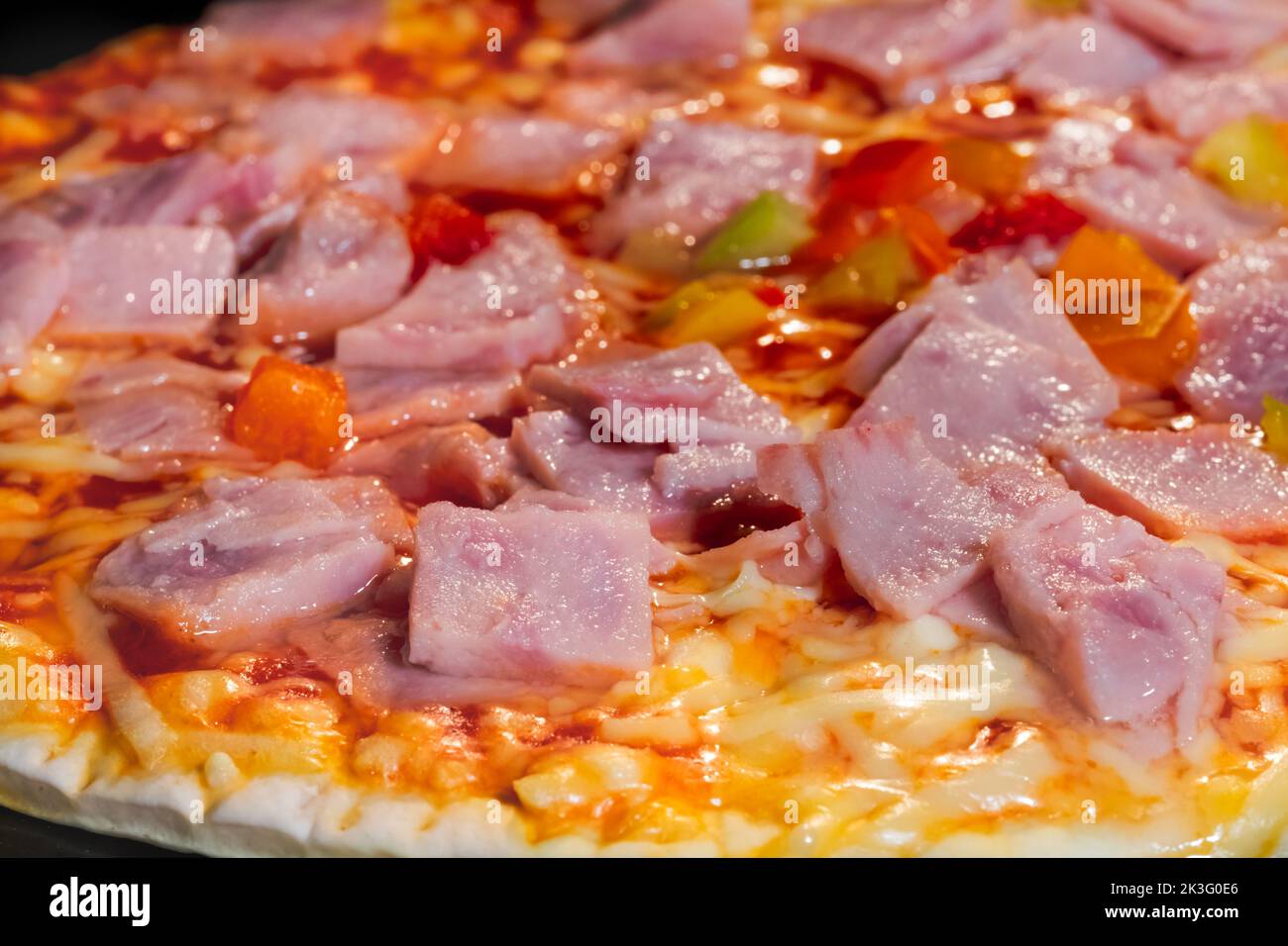 Baked homemade pizza in electric oven at home close up Stock Photo Alamy