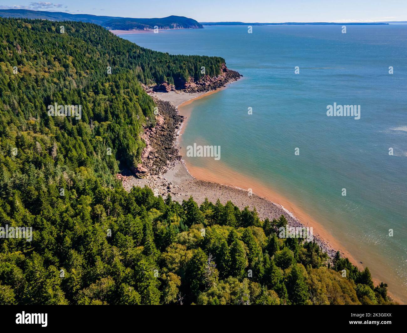 Fundy national park coastline scenic landscape cliffs sea during tide out in Canada Stock Photo