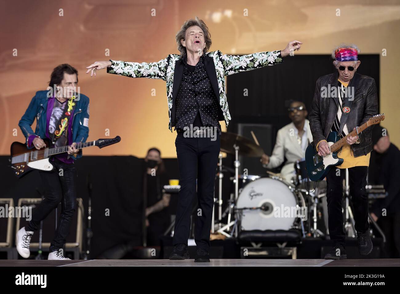 LONDON, ENGLAND: The Rolling Stones perform on the Great Oak Stage at the British Summer Time Festival in Hyde Park. Featuring: Ronnie Wood, Mick Jagger, Steve Jordan, Keith Richards Where: London, United Kingdom When: 25 Jun 2022 Credit: Neil Lupin/WENN Stock Photo