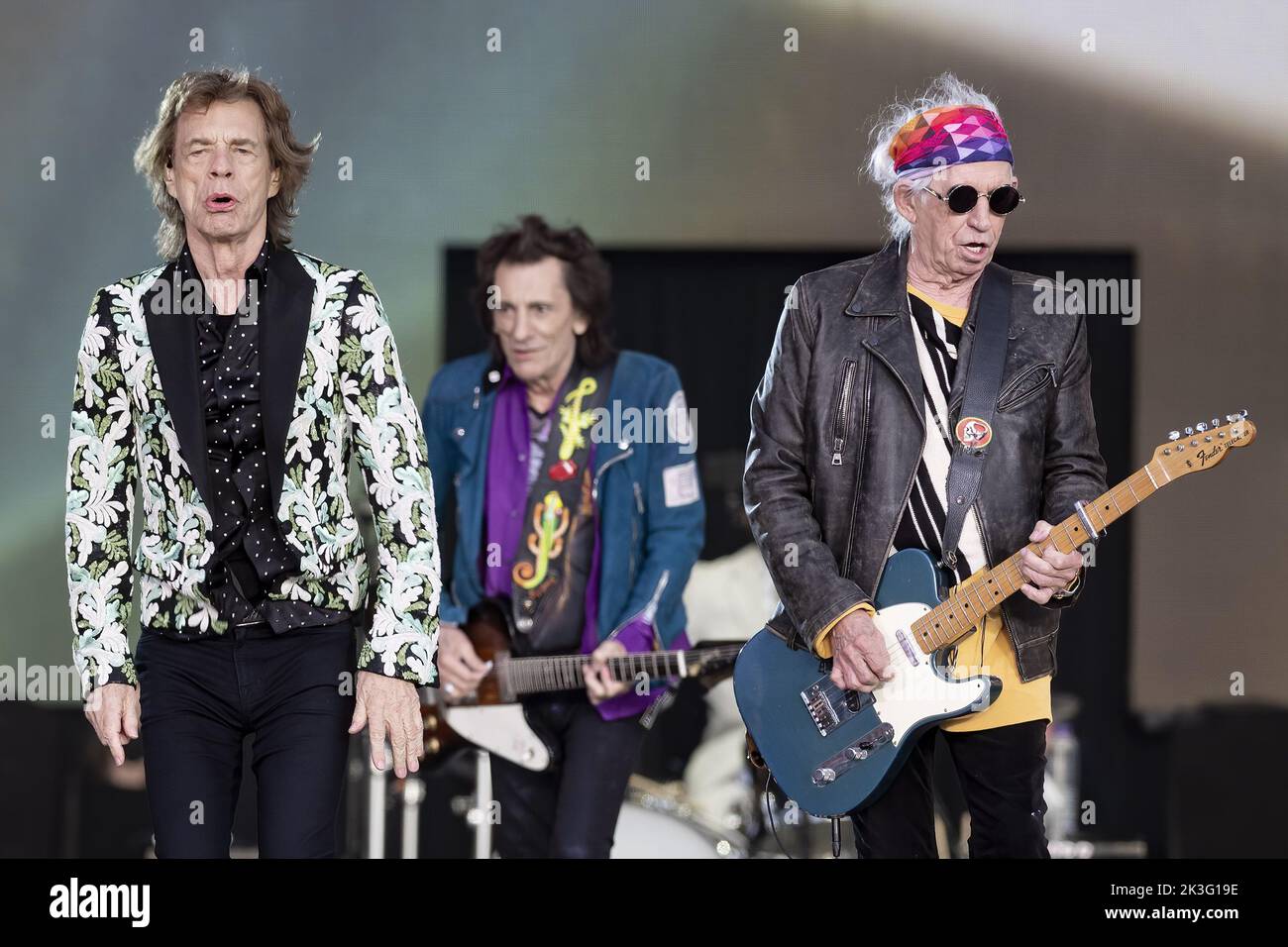 LONDON, ENGLAND: The Rolling Stones perform on the Great Oak Stage at the British Summer Time Festival in Hyde Park. Featuring: Mick Jagger, Ronnie Wood, Keith Richards Where: London, United Kingdom When: 25 Jun 2022 Credit: Neil Lupin/WENN Stock Photo