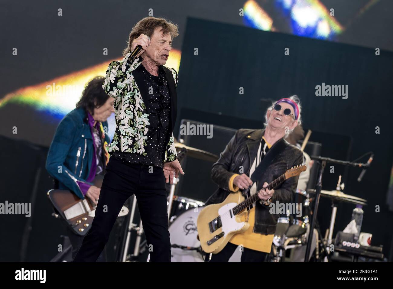 LONDON, ENGLAND: The Rolling Stones perform on the Great Oak Stage at the British Summer Time Festival in Hyde Park. Featuring: Ronnie Wood, Mick Jagger, Keith Richards Where: London, United Kingdom When: 25 Jun 2022 Credit: Neil Lupin/WENN Stock Photo
