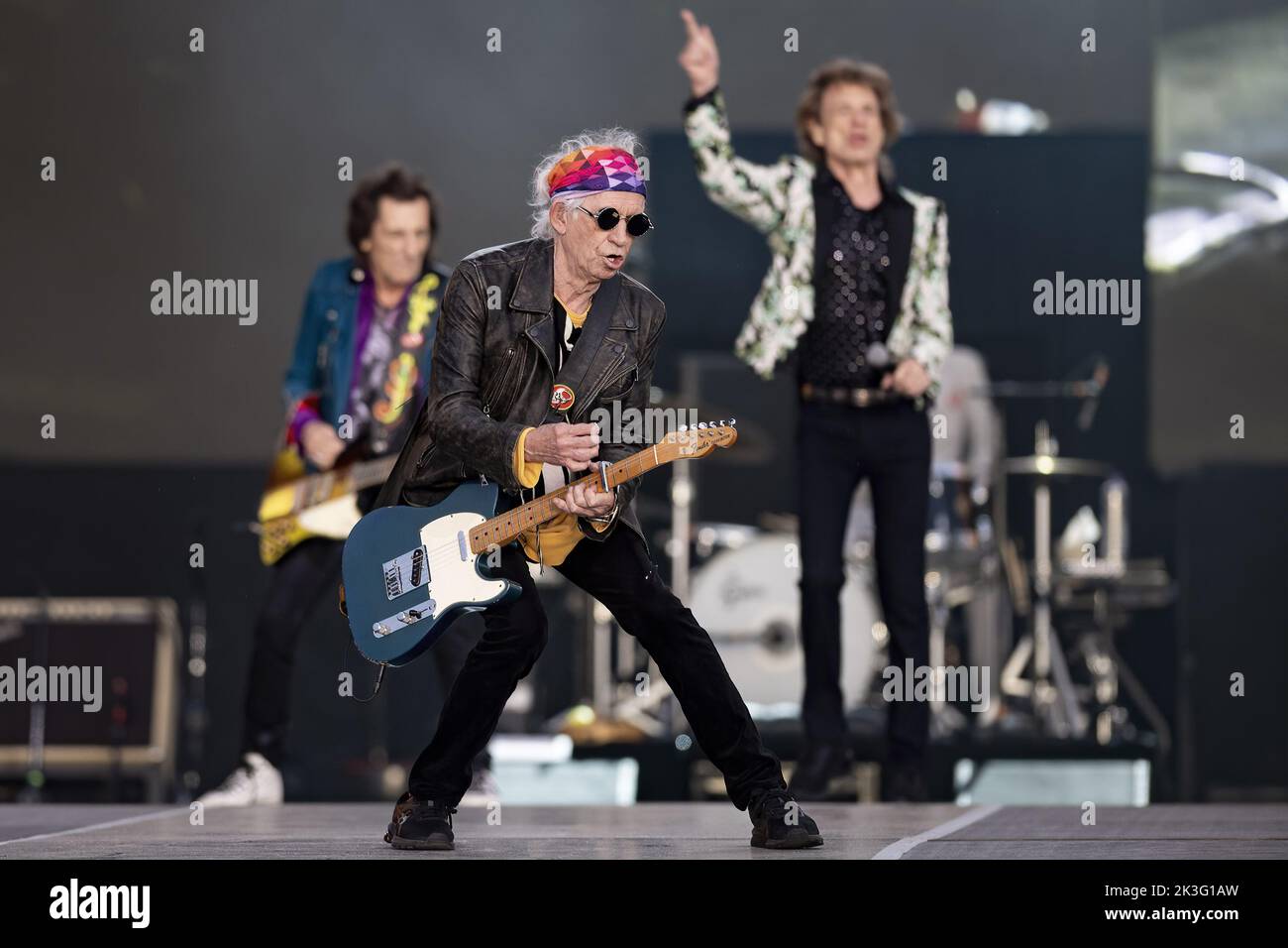 LONDON, ENGLAND: The Rolling Stones perform on the Great Oak Stage at the British Summer Time Festival in Hyde Park. Featuring: Ronnie Wood, Keith Richards, Mick Jagger Where: London, United Kingdom When: 25 Jun 2022 Credit: Neil Lupin/WENN Stock Photo