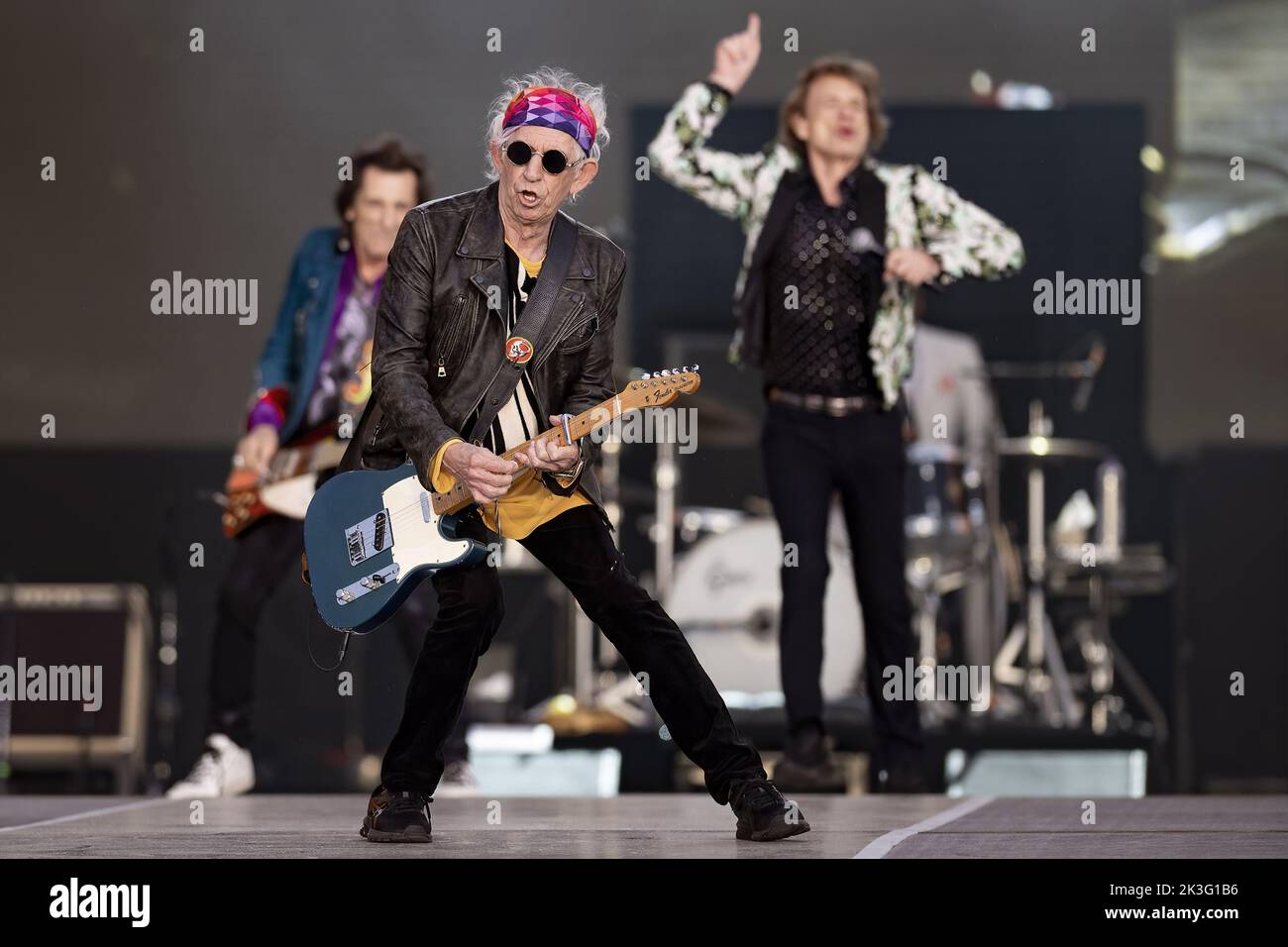 LONDON, ENGLAND: The Rolling Stones perform on the Great Oak Stage at the British Summer Time Festival in Hyde Park. Featuring: Ronnie Wood, Keith Richards, Mick Jagger Where: London, United Kingdom When: 25 Jun 2022 Credit: Neil Lupin/WENN Stock Photo