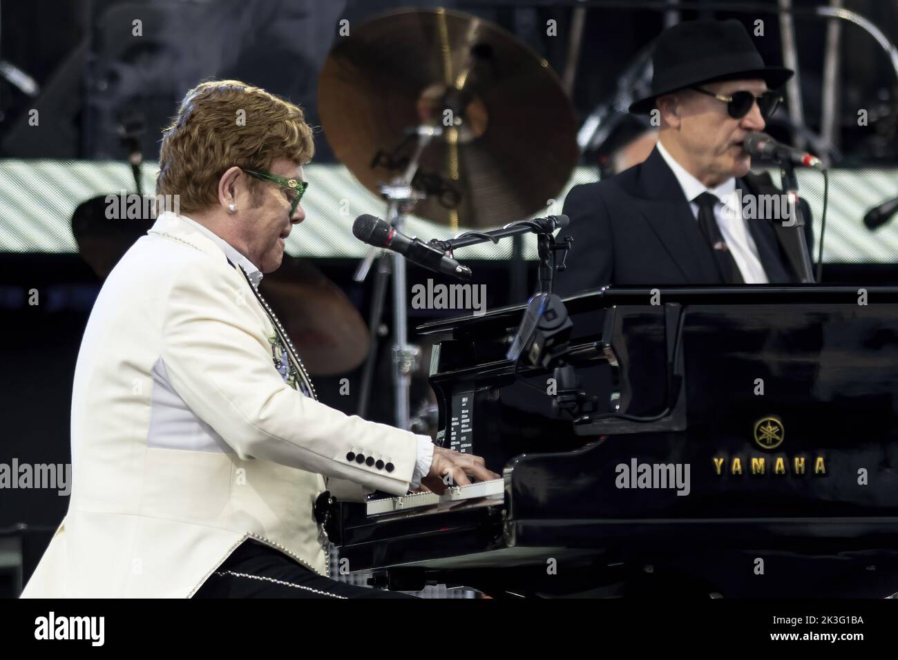 LONDON, ENGLAND: Elton John performs at the British Summertime Festival during his Farewell Yellow Brick Road tour in Hyde Park. Featuring: Elton John Where: London, United Kingdom When: 24 Jun 2022 Credit: Neil Lupin/WENN Stock Photo