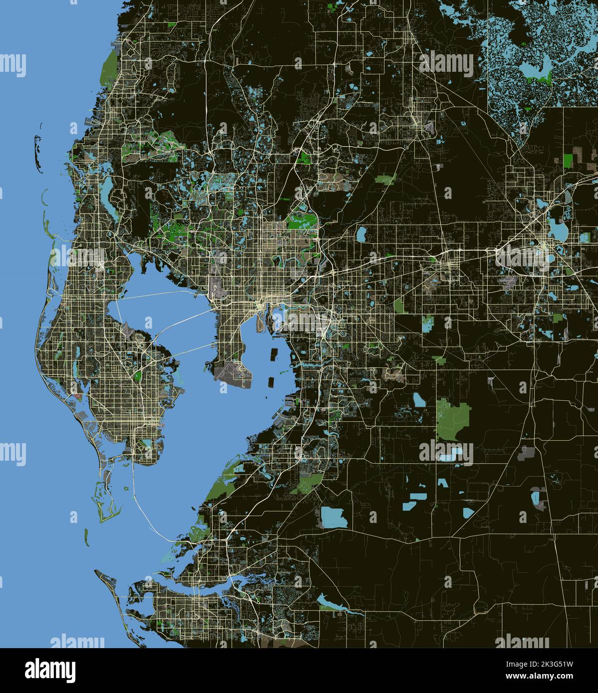 vector map of Tampa Bay Florida - Vector Map Of Tampa Bay Florida Us 2K3G51W 
