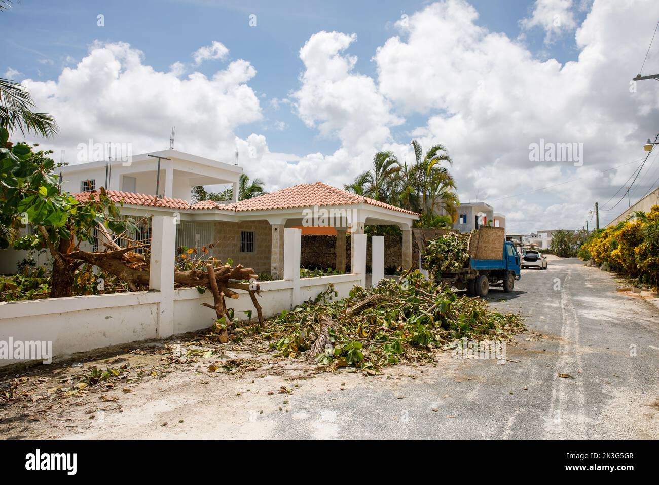Consequences of Hurricane Fiona. Dominican Republic. Punta cana. Stock Photo