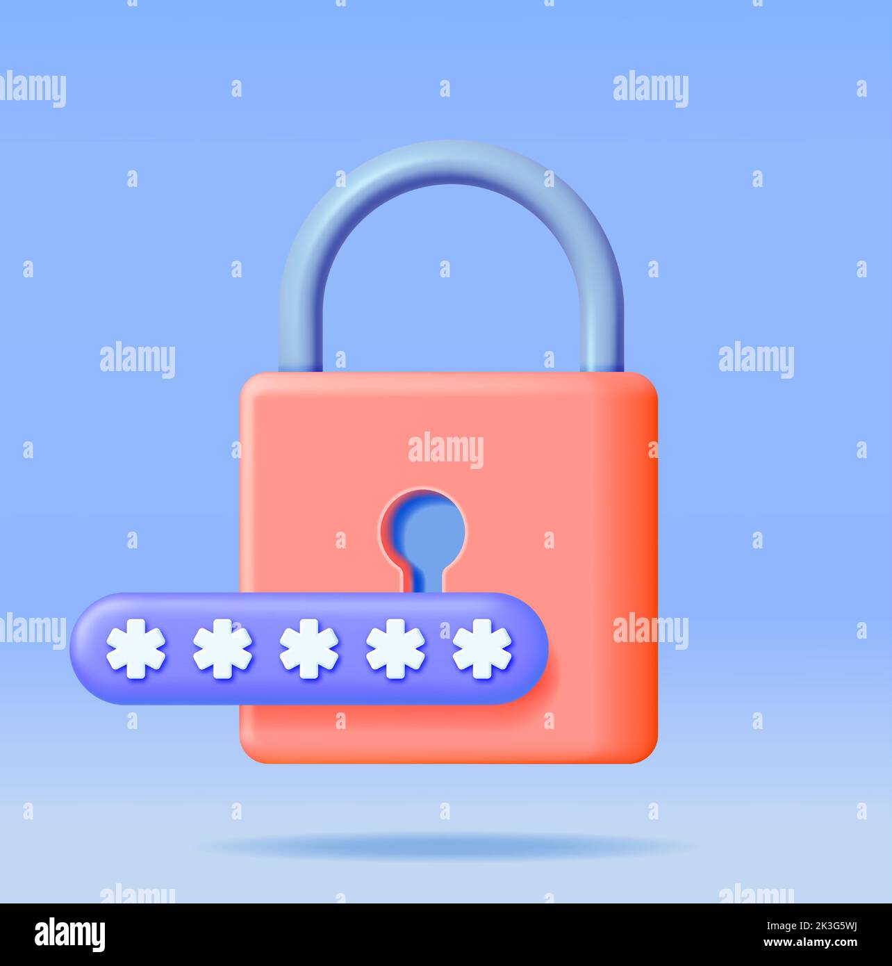 3D Password Field with Padlock Isolated. Stock Vector