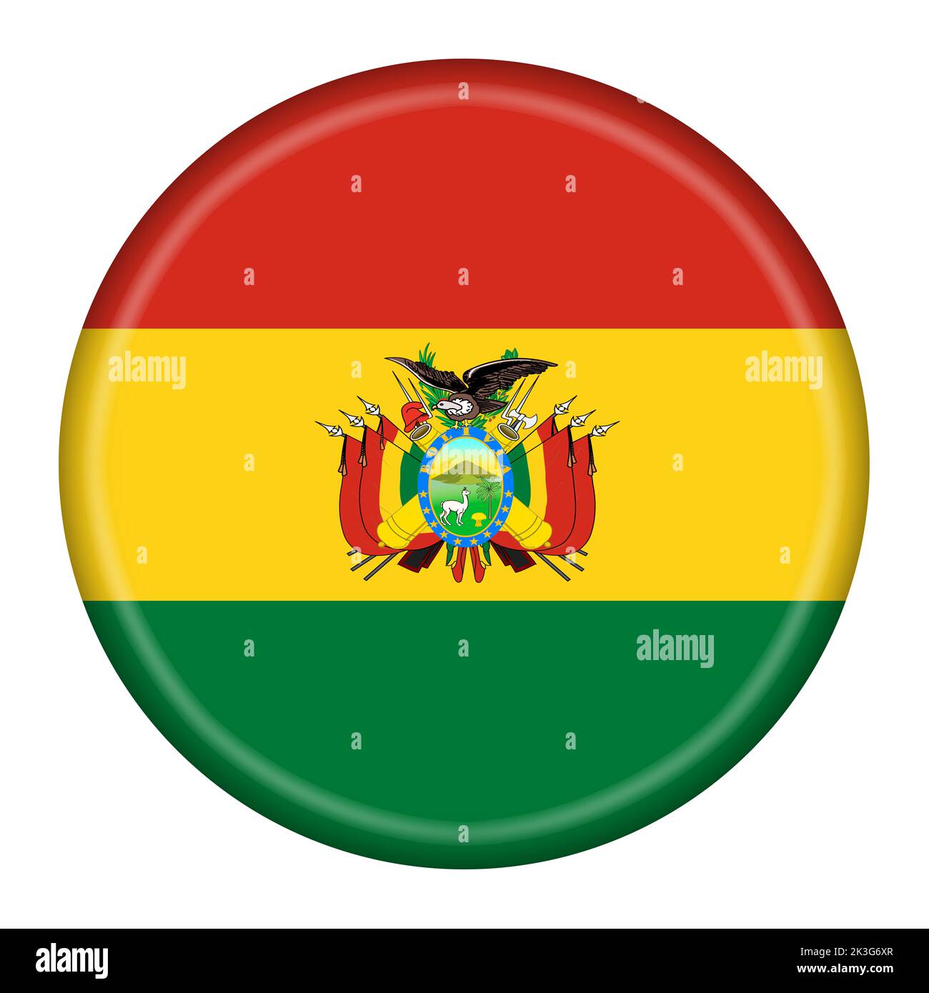 Bolivia flag button 3d illustration with clipping path Stock Photo