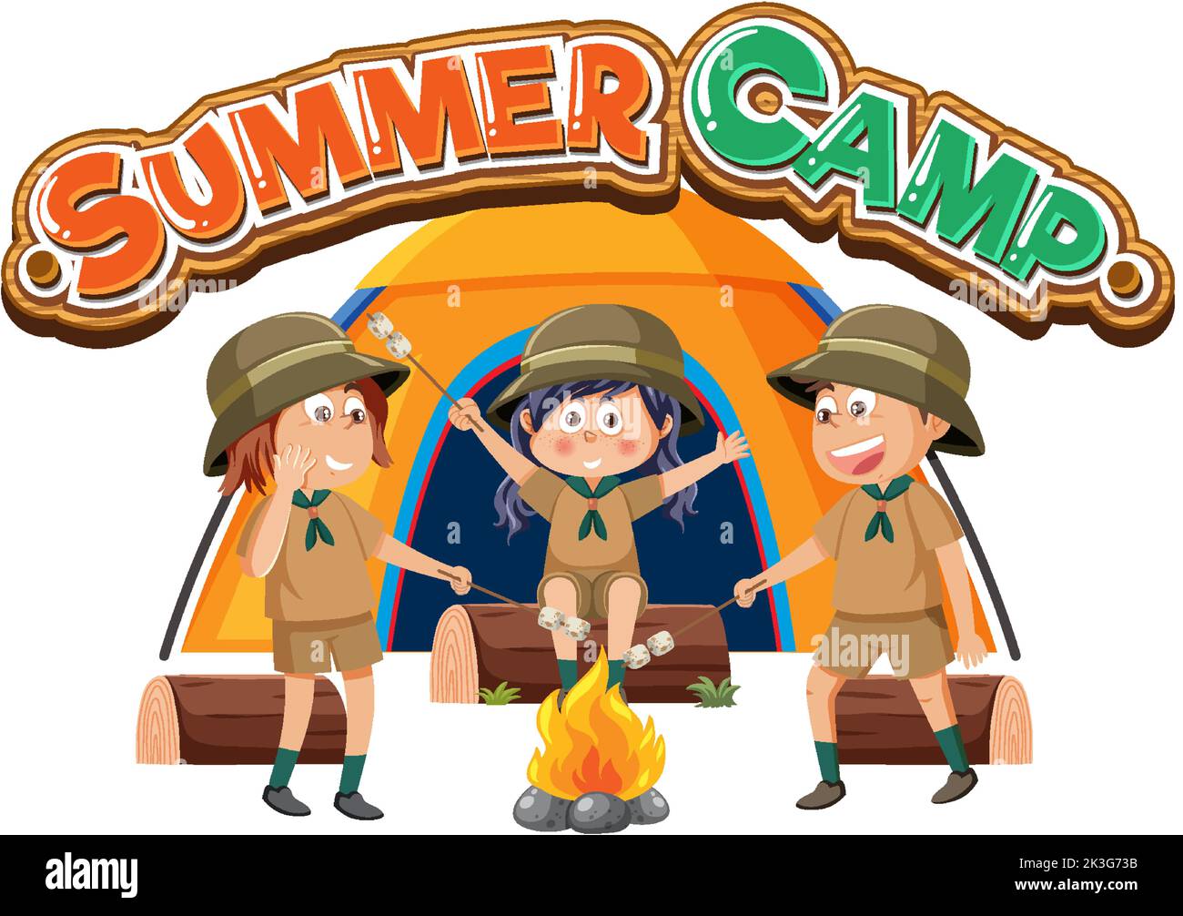 Group of children camping out illustration Stock Vector Image & Art - Alamy