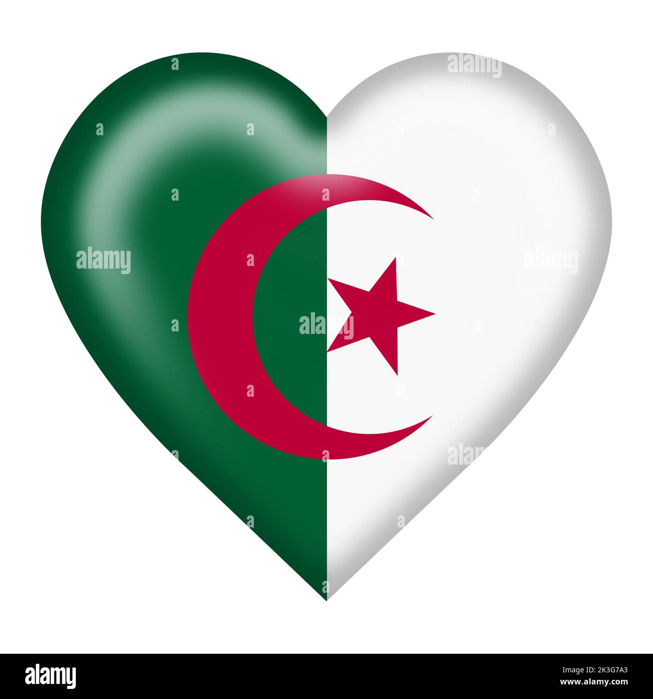 Algeria flag heart button isolated on white with clipping path Stock Photo