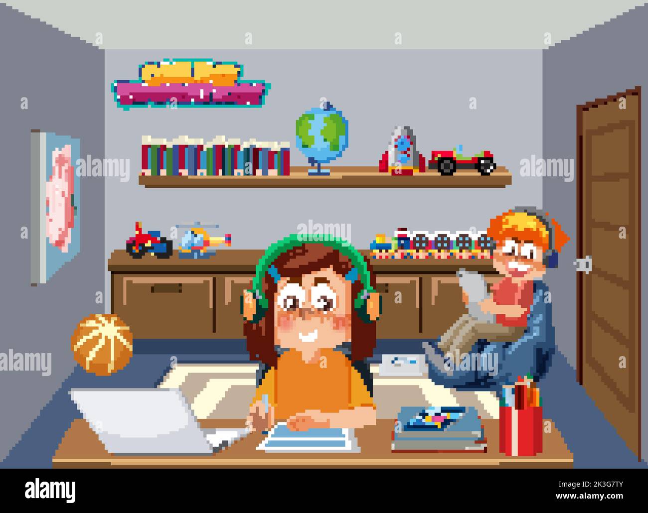 Online learning at home illustration Stock Vector Image & Art - Alamy