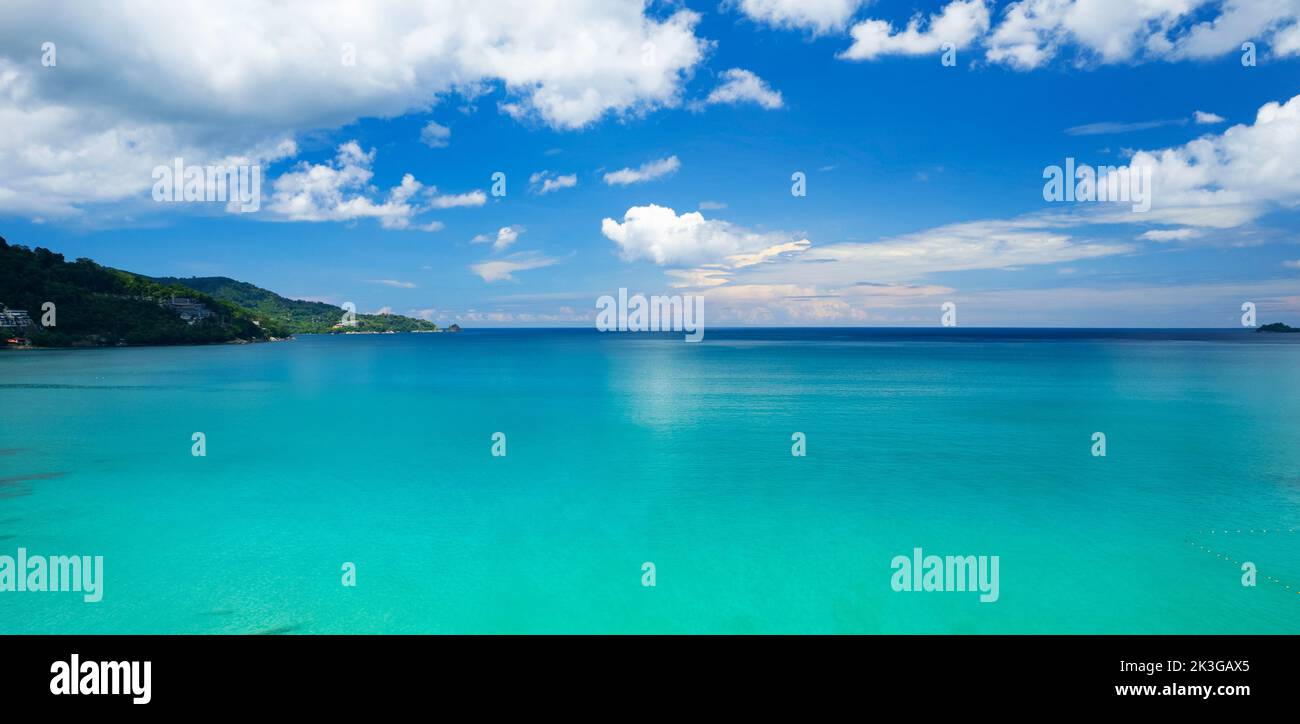 Aerial view of a blue sea surface water texture background, Amazing sky